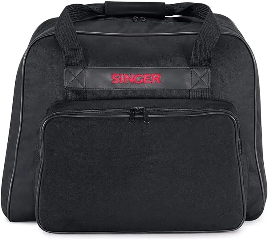 SINGER | Machine Carrying Case, Black, Spacious Case Fits Most Standard Sewing Machines and Sergers, Fully-Padded Interior, Durable Canvas Exterior, Easy Zip, Large Front Pocket, Easy Transport