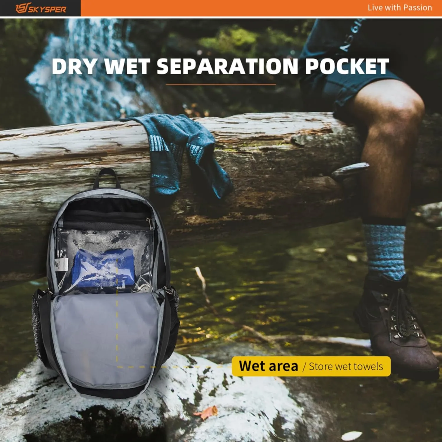 SKYSPER Packable Hiking Backpack - 20L Travel Backpacks for Women Men Foldable Daypack Lightweight Nylon Small Bag