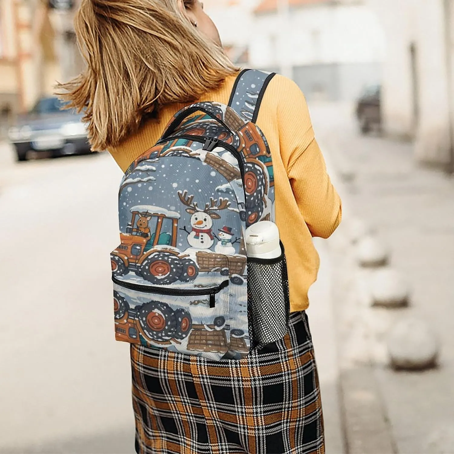 Small Backpacks Personalized Elk Version Snowman Printing Travel Bag Lightweight Travel Backpack For Women Men