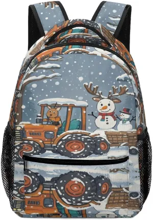 Small Backpacks Personalized Elk Version Snowman Printing Travel Bag Lightweight Travel Backpack For Women Men