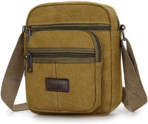 Small Canvas Messenger Bag Vintage Style Crossbody Shoulder Bag Military Satchel for Men & Women