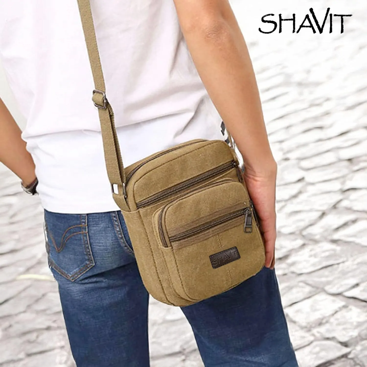 Small Canvas Messenger Bag Vintage Style Crossbody Shoulder Bag Military Satchel for Men & Women