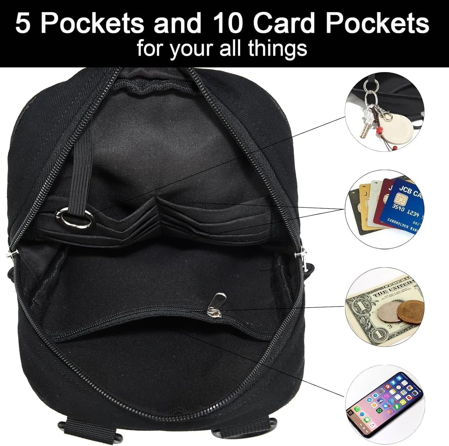 Small Crossbody Bag Waterproof Purse with 2-Way Zips and 2 Straps for Women Men Travel,Multi Position Cross Body Bag(Brown)