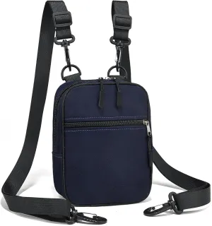 Small Crossbody Bag Waterproof Purse with 2-Way Zips and 2 Straps for Women Men Travel,Multi Position Cross Body Bag(Dark Blue)