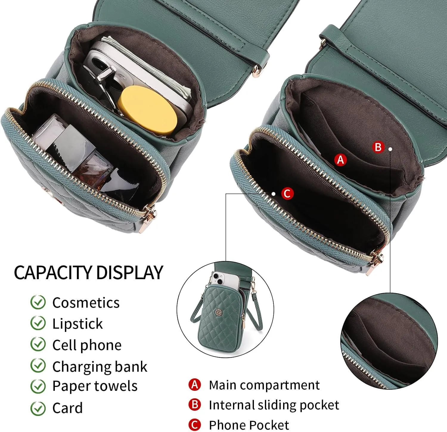 Small Crossbody Bags for Women Leather cell Phone Bag Wallet Purse with Credit Card Slots Adjustable Strap