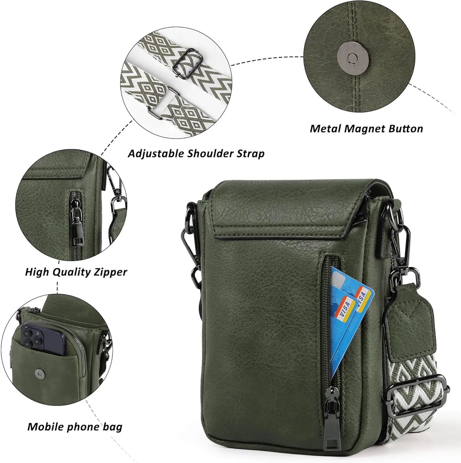 Small Crossbody Bags for Women, Small Purses for Women with Card Slots Phone Purse mit Adjustable Strap