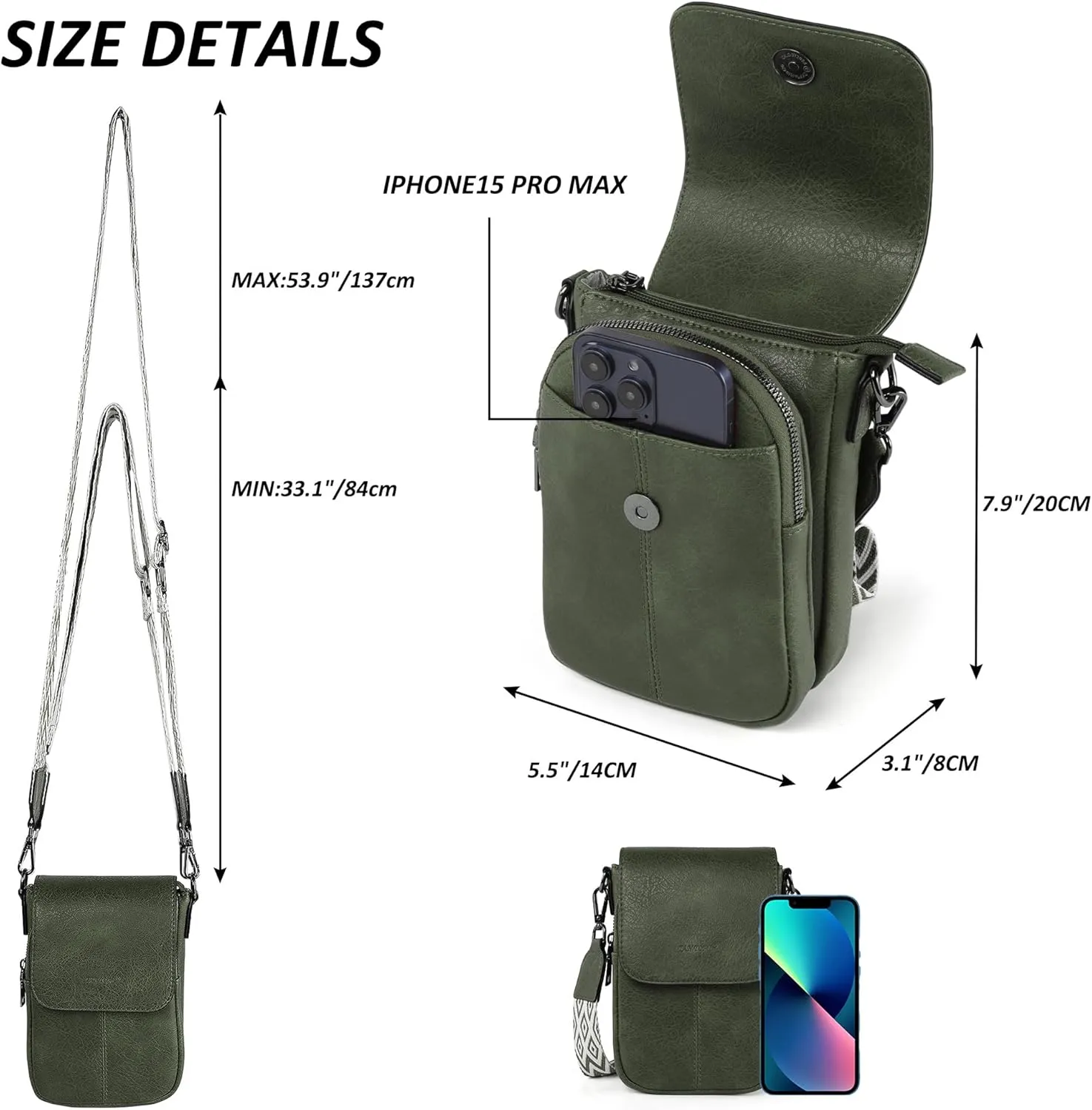 Small Crossbody Bags for Women, Small Purses for Women with Card Slots Phone Purse mit Adjustable Strap