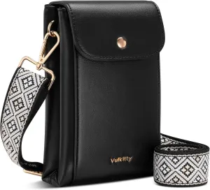Small Crossbody Phone Bag Vegan Leather for Women with Wide Strap and Double Pockets for Travel and Daily Use