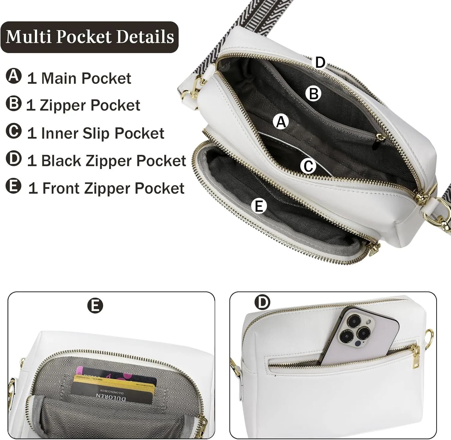 Small Crossbody Purses for Women, Vegan Leather Travel Crossbody Bags, Shoulder Handbags with Guitar Strap and Leather Strap