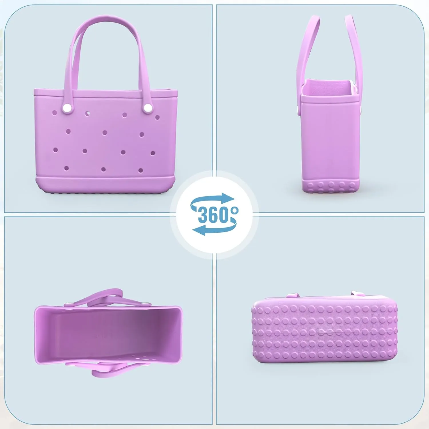 Small Rubber Tote Bag Waterproof Beach Bag Durable Small Rubber Beach Tote Open Handbag for Woman