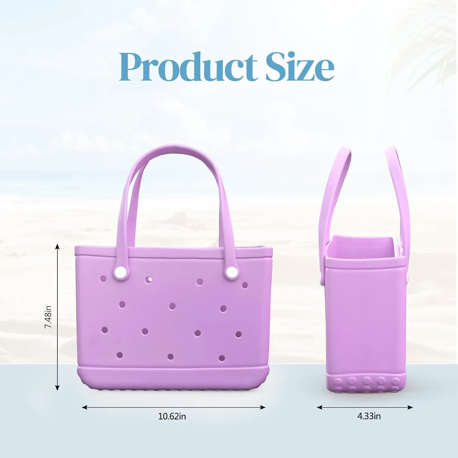 Small Rubber Tote Bag Waterproof Beach Bag Durable Small Rubber Beach Tote Open Handbag for Woman
