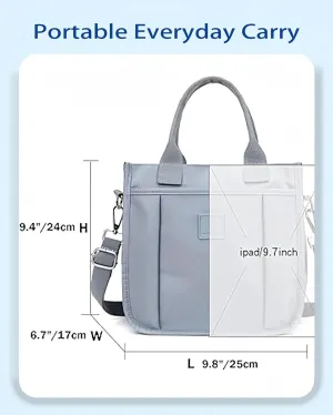 Small Tote Bag with Zipper Tote Bag for Women Nylon Satchel Hobo Bag Messenger Bag
