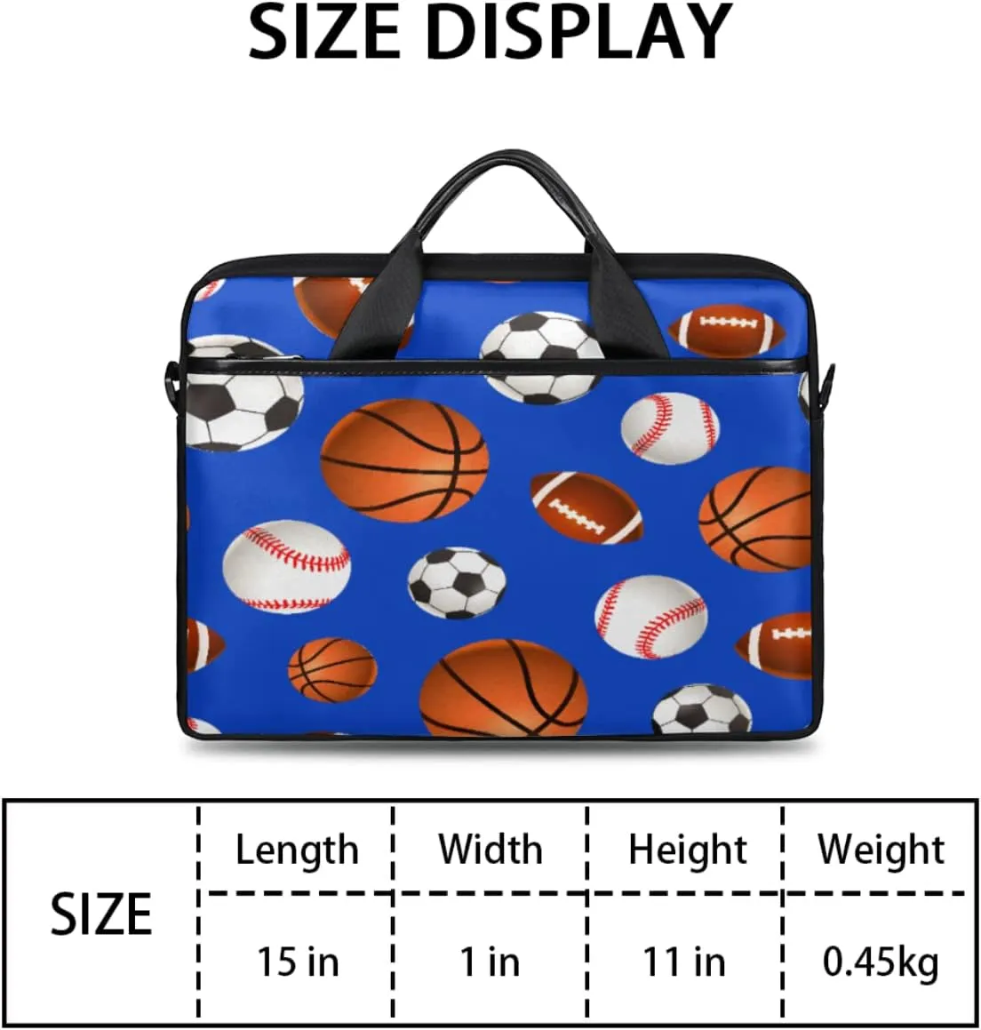 Soccer Ball Laptop Shoulder Messenger Bag Waterproof Laptop Briefcase with Handle and Padded Strap Case Sleeve