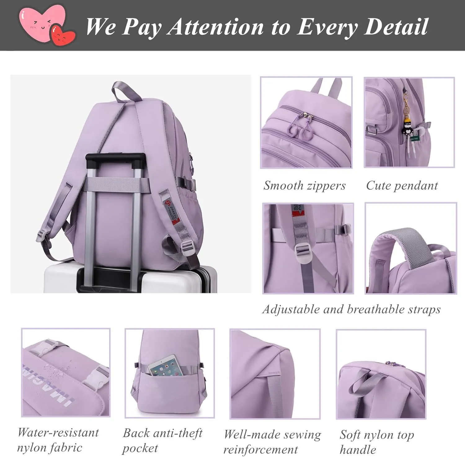 Solid Color Kids Backpacks for Girls School Bags, Black Elementary Bookbags Girls Backpacks Casual Daypacks, D-Black