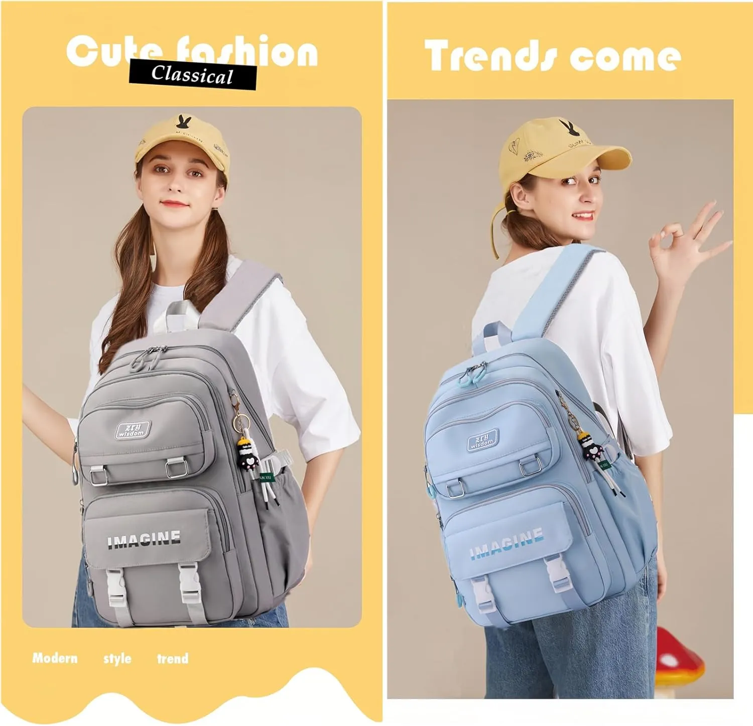 Solid Color Kids Backpacks for Girls School Bags, Black Elementary Bookbags Girls Backpacks Casual Daypacks, D-Black