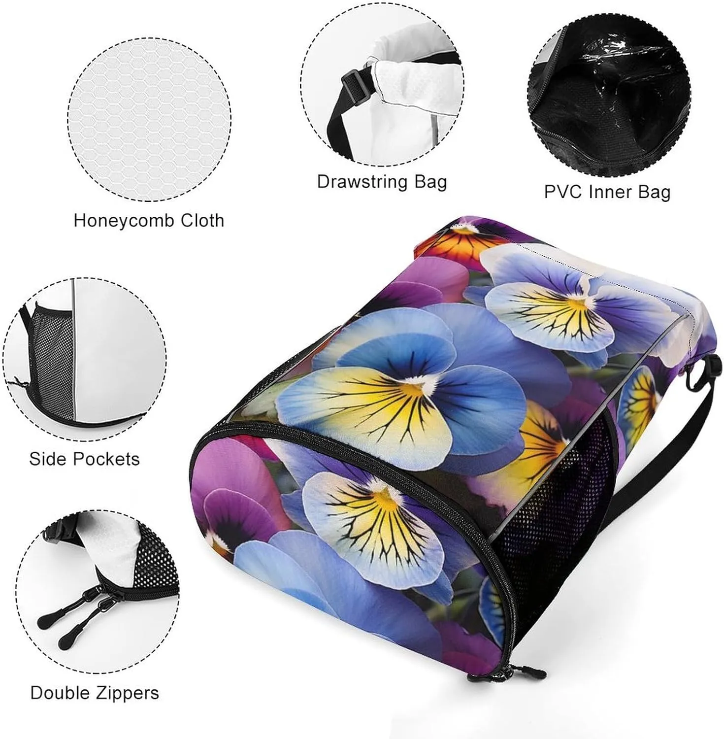 Sports Drawstring Backpack Lightweight Small Gym Bag Pansy Perfection Gym Sackpack for Women Men