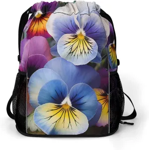Sports Drawstring Backpack Lightweight Small Gym Bag Pansy Perfection Gym Sackpack for Women Men