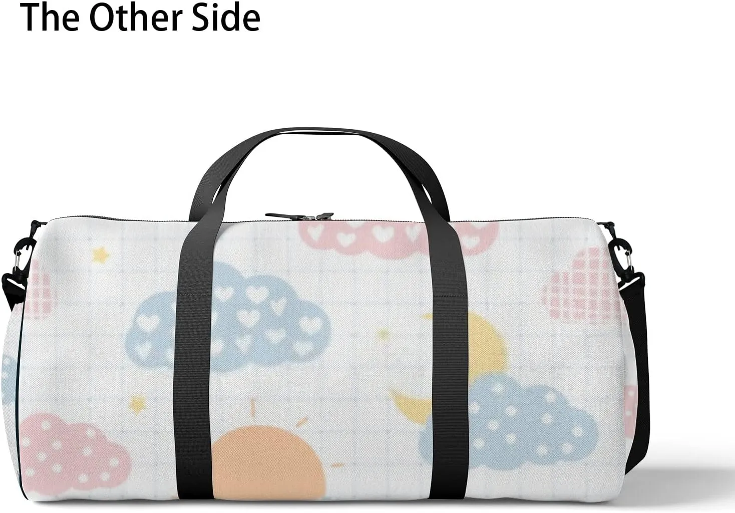 Sports Gym Bag for Women and Men Waterproof Cute Kawaii Light Blue Pink Cloud Duffel Bag Lightweight Carryon Traveling Boarding Gripsack