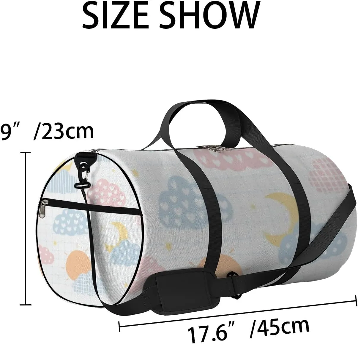 Sports Gym Bag for Women and Men Waterproof Cute Kawaii Light Blue Pink Cloud Duffel Bag Lightweight Carryon Traveling Boarding Gripsack