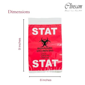STAT(Anti-Static Biohazard Bags)- 6" X 9" ZIPLOCK Front Pocket- FLIP-Flop Rear Pocket, Laboratory Sample Bag with Biohazard Logo Printing (6" X 9"- 1 Carton (5 boxes-1000 Pcs))
