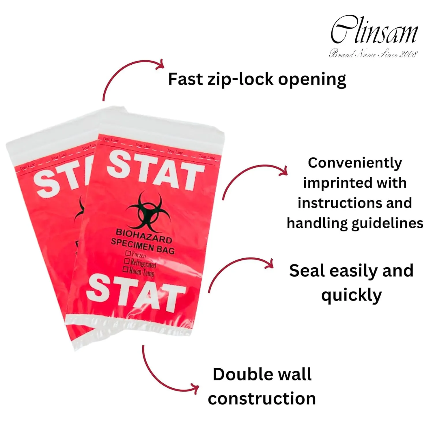 STAT(Anti-Static Biohazard Bags)- 6" X 9" ZIPLOCK Front Pocket- FLIP-Flop Rear Pocket, Laboratory Sample Bag with Biohazard Logo Printing (6" X 9"- 1 Carton (5 boxes-1000 Pcs))