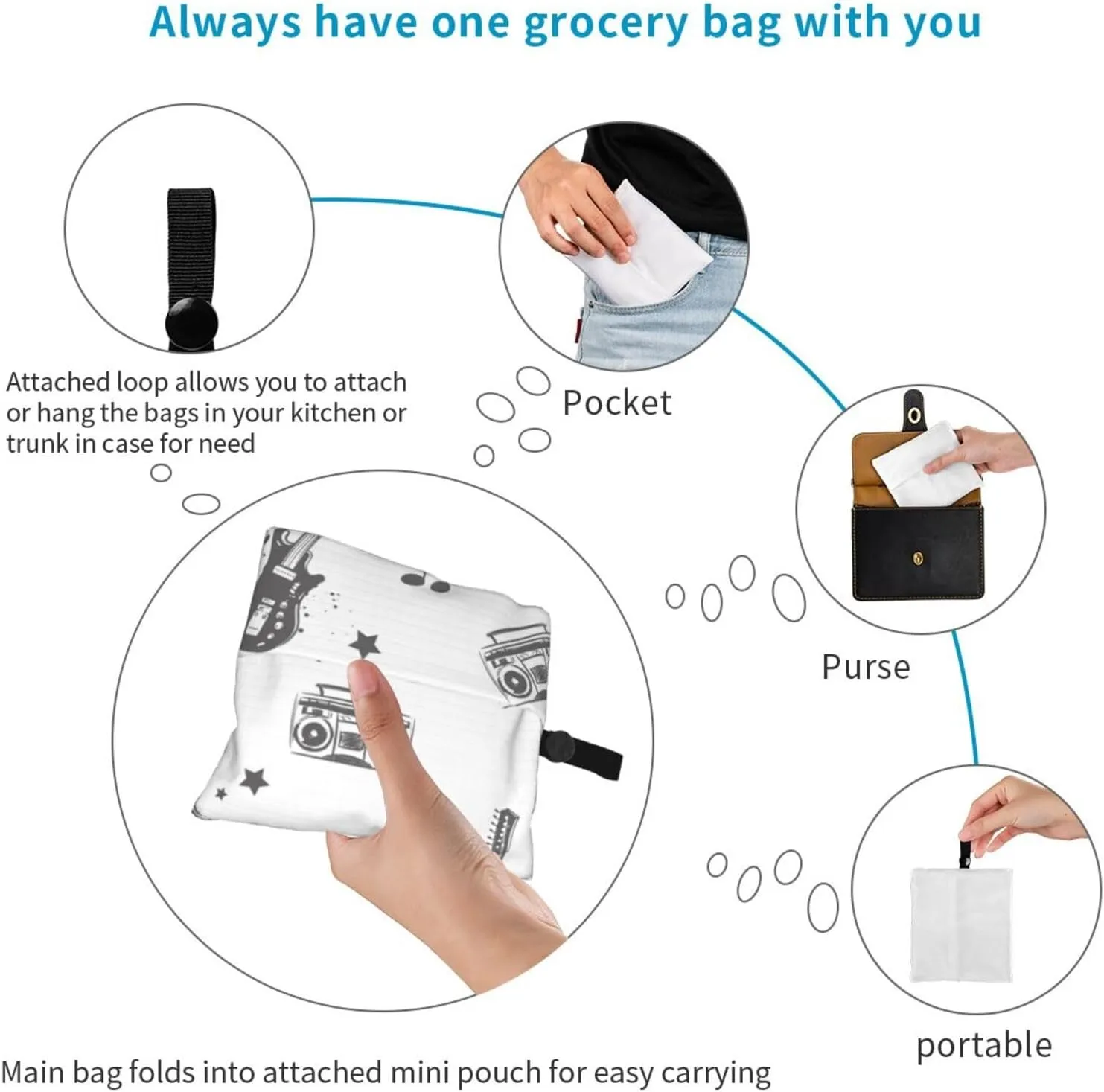 steam engine pulling a train Reusable Shopping Grocery Bags Foldable, Washable Grocery Tote with Pouch