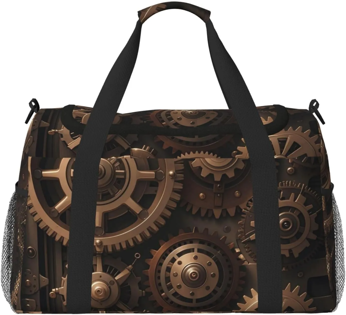Steampunk Mechanical Gears Travel Duffel Bag Lightweight Waterproof Carry On Tote Bag Foldable Weekender Overnight Bags Sport Gym Bag For Women Men
