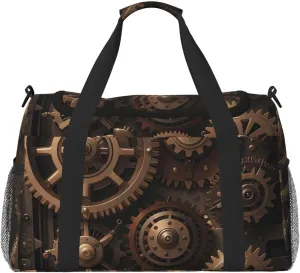 Steampunk Mechanical Gears Travel Duffel Bag Lightweight Waterproof Carry On Tote Bag Foldable Weekender Overnight Bags Sport Gym Bag For Women Men