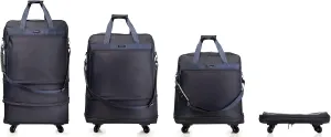 Stephanie Imports Multi-Tiered Expandable Suitcase Luggage Travel Duffel Bag With Quick-Access Front Zipper Pocket & 360 Spinner Wheels (Navy Blue)