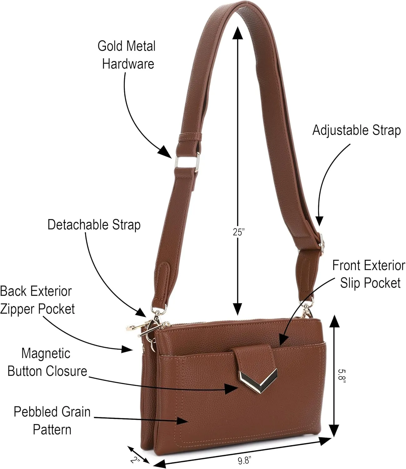 Stylish Multi-Compartment Crossbody Bag – Perfect for Travel, Work, Daily Use, with Adjustable Strap & Secure Storage