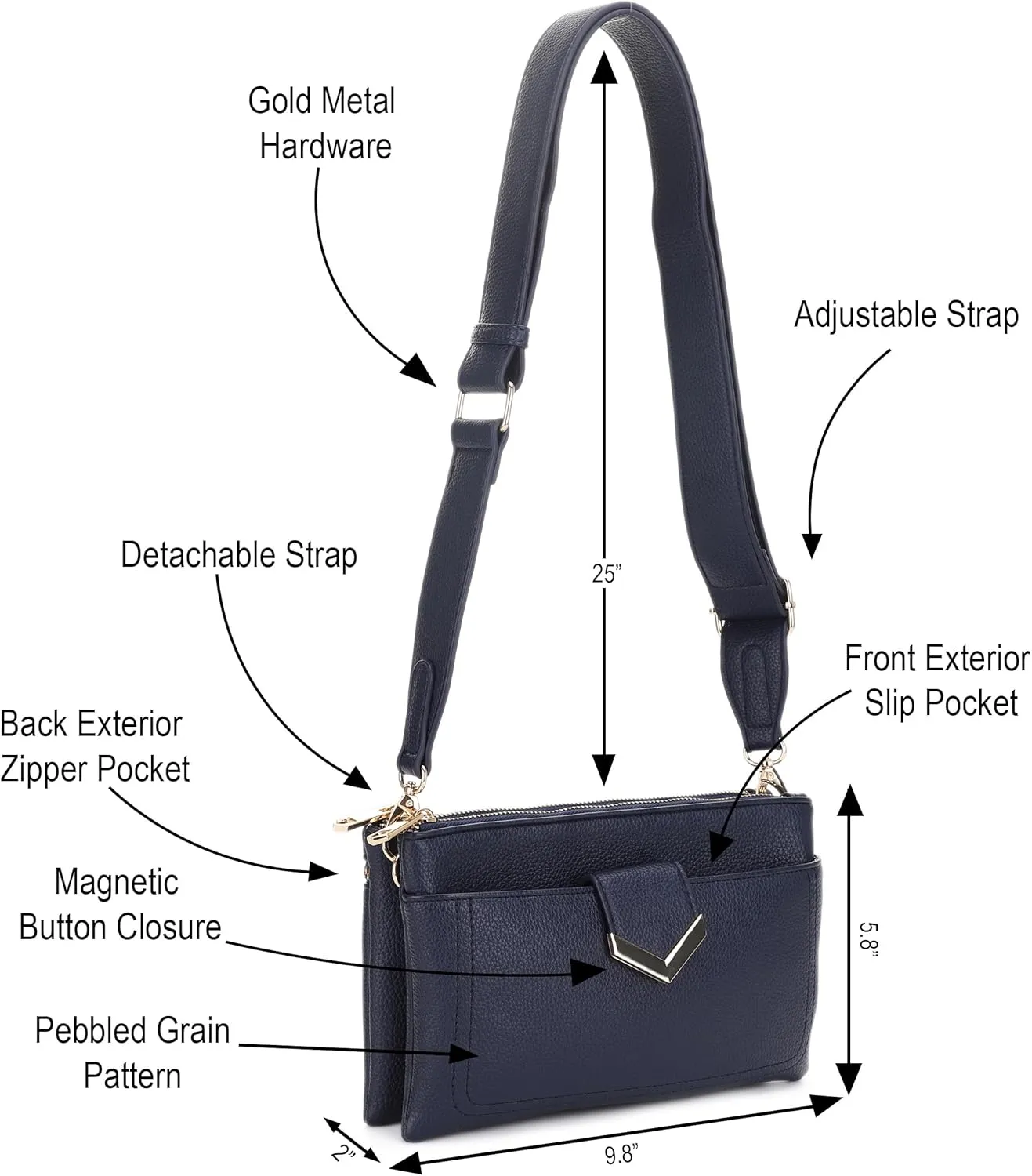 Stylish Multi-Compartment Crossbody Bag – Perfect for Travel, Work, Daily Use, with Adjustable Strap & Secure Storage