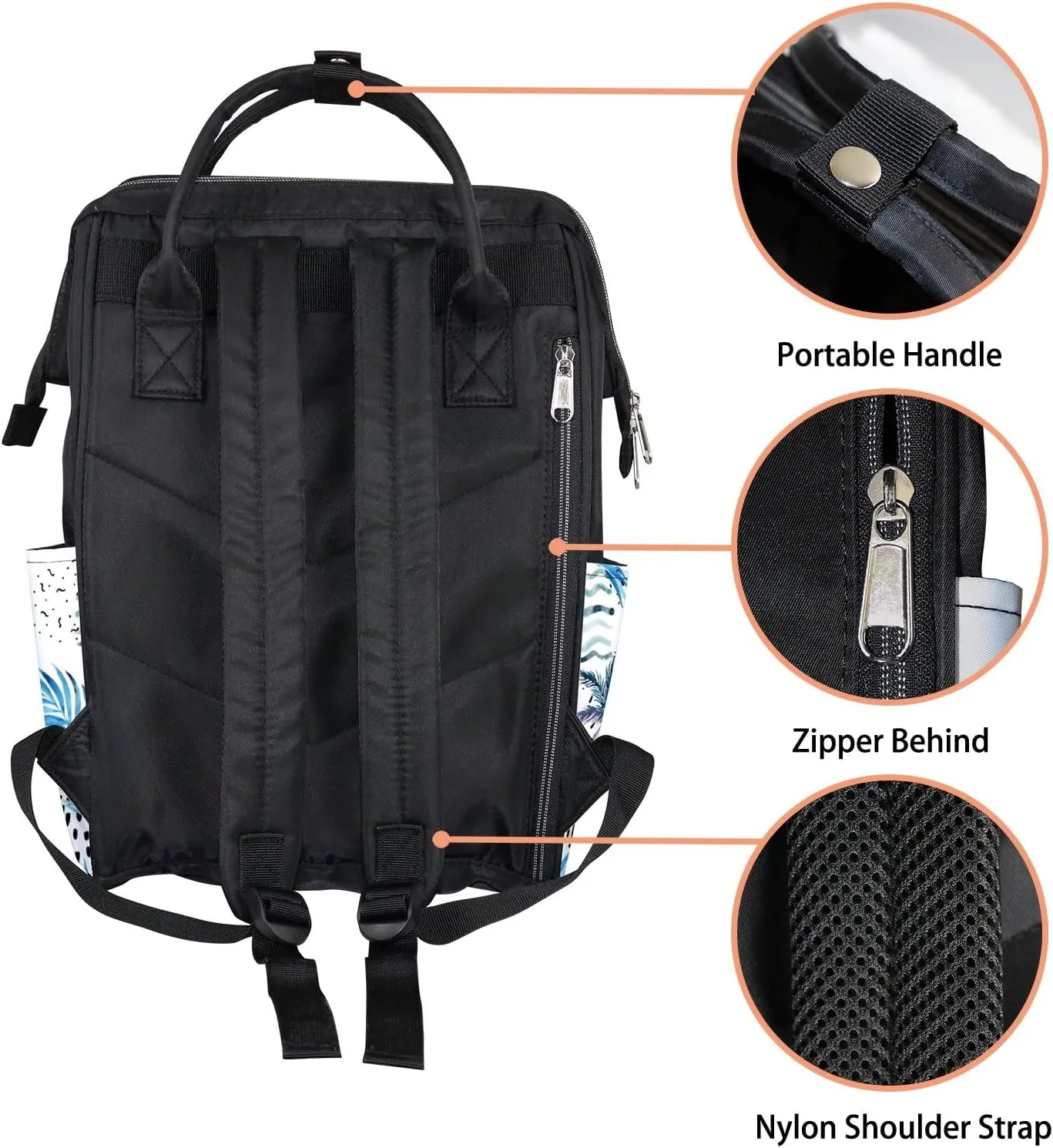 Summer Palm Coconut Tree Diaper Bag Backpack Waterproof Backpack Baby Nappy Changing Bag for Travel Large Capacity Durable and Stylish for Woman