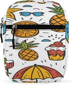 Summer Pineapple Ice Cream Orange Juice Cute Crossbody Bag Messenger Shoulder Bags with Adjustable Strap