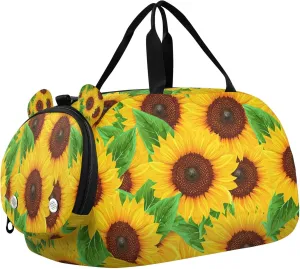Sunflower Kids Overnight Sports Duffel Bags with Shoe Compartment & Wet Pocket Travel Sport Gym Bag for Girls Boys