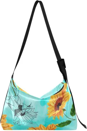 Sunflower Print Sling Bag for Women Crossbody Purse Leather Shoulder Handbag Purses for Women with Adjustable