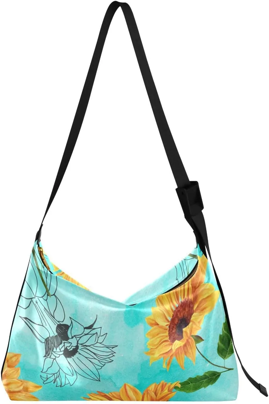 Sunflower Print Sling Bag for Women Crossbody Purse Leather Shoulder Handbag Purses for Women with Adjustable