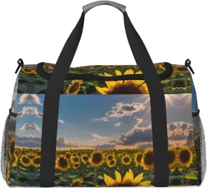Sunflowers Sunlight Hand Travel Bag - Large Reusable Shopping Tote Bag, Perfect for Outdoor Activities, Sports, Camping & Groceries