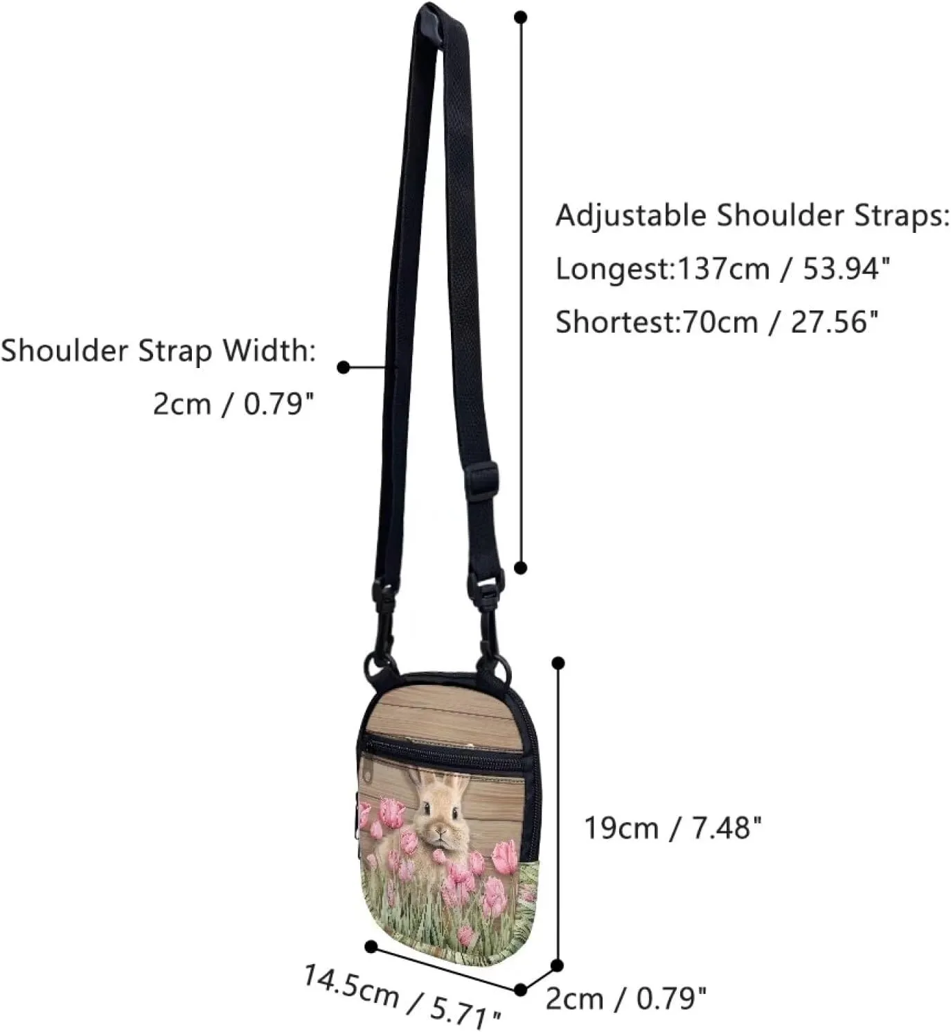 Suobstales Messenger Bag for Women Crossbody Zipper Bag with Adjustable Strap Portable Phone Purse Shoulder Handbag