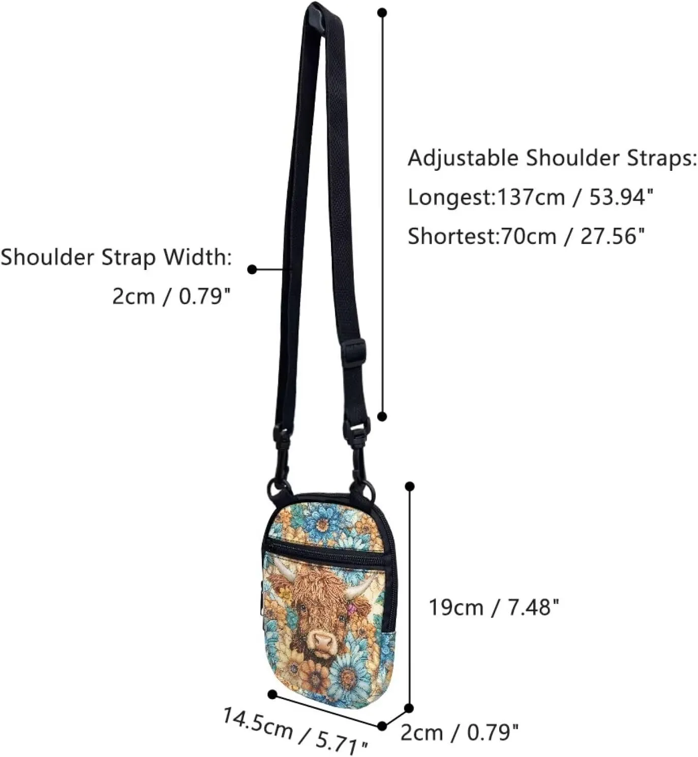 Suobstales Women Messenger Bag Mini Cross-Body Cell Phone Purse Shoulder Strap Wallet Pouch Bag Girls Crossbody Bag