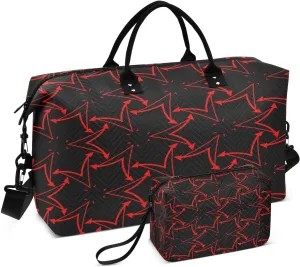 susiyo Red Line Segment Expandable Travel Duffle Bag, Large Weekender Overnight Bags and Adjustable Strap, Carry On Shoulder Tote Bag, Gym Duffel Bag with Toiletry Bags for Hospital