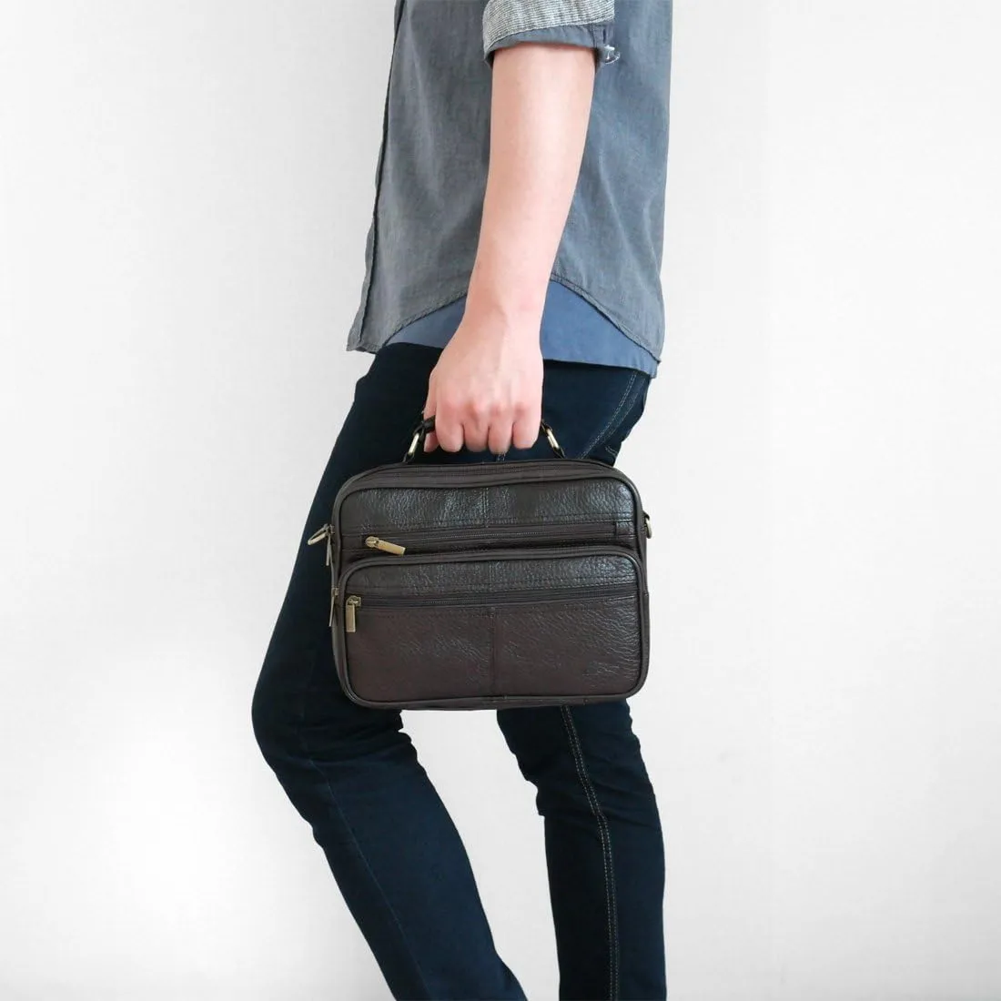 Tablet Cross body messenger bag and Handbag 2 in 1 Day bag Cowhide leather Tote Bag for Up to 10 Inch WK3