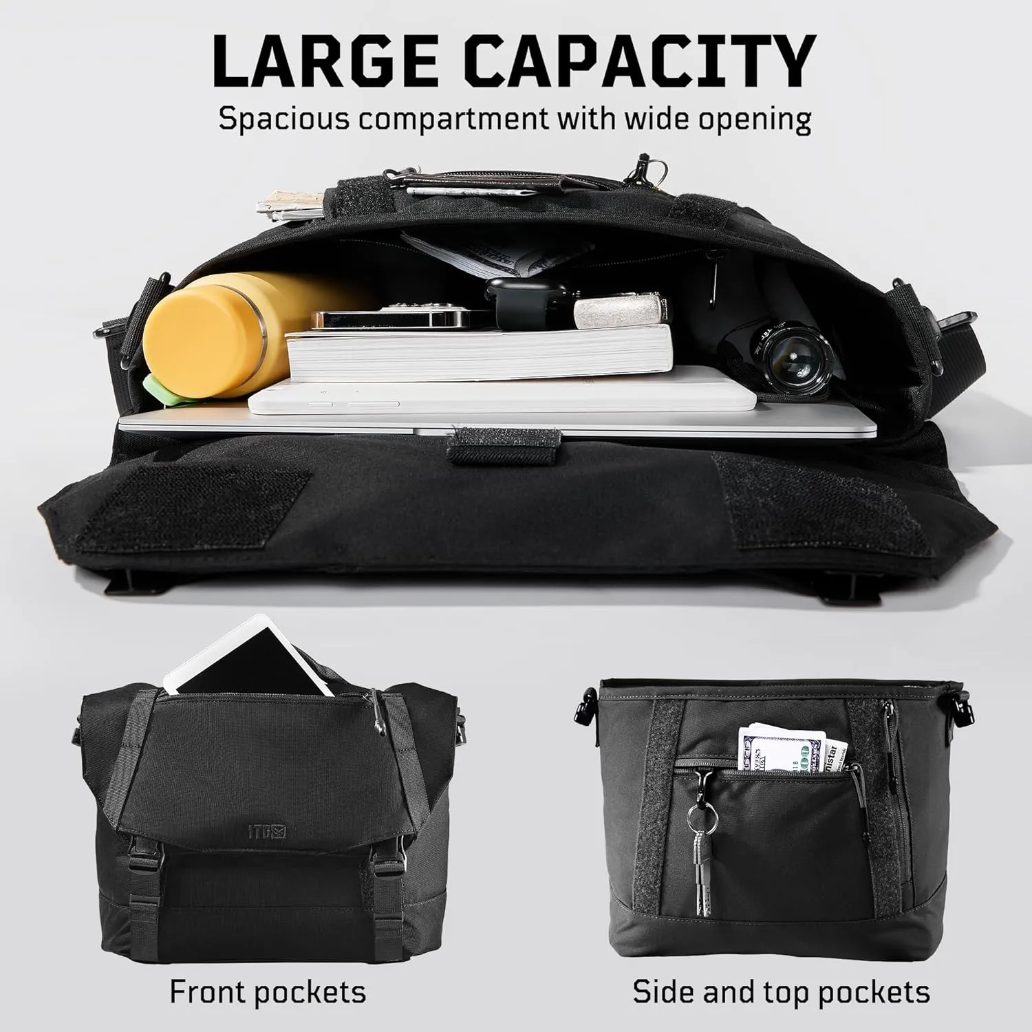 Tactical Messenger Bag for Men,Nylon Shoulder Bags,Satchel Bags for Men Women,Crossbody Bag for Travel Work School