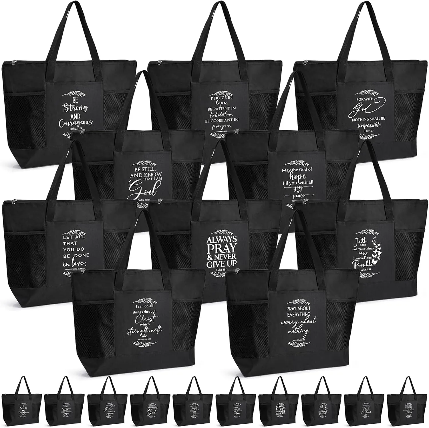 Talltalk 20 Pcs Christian Mothers Day Tote Bags for Women Religious Scripture Gifts Bags for Church Sunday School Teachers