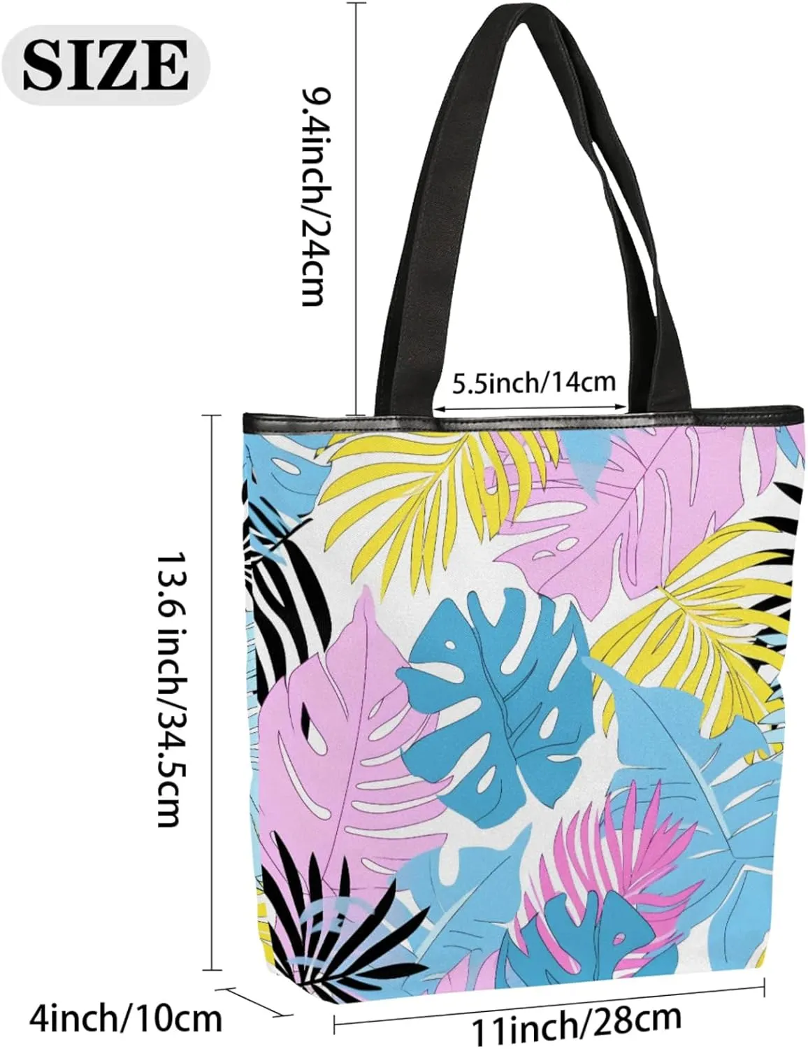Tavisto Spacious Canvas Tote Bag for Women, Zippered Shoulder Bag with Inner Pocket Perfect for Beach, Books, Shopping