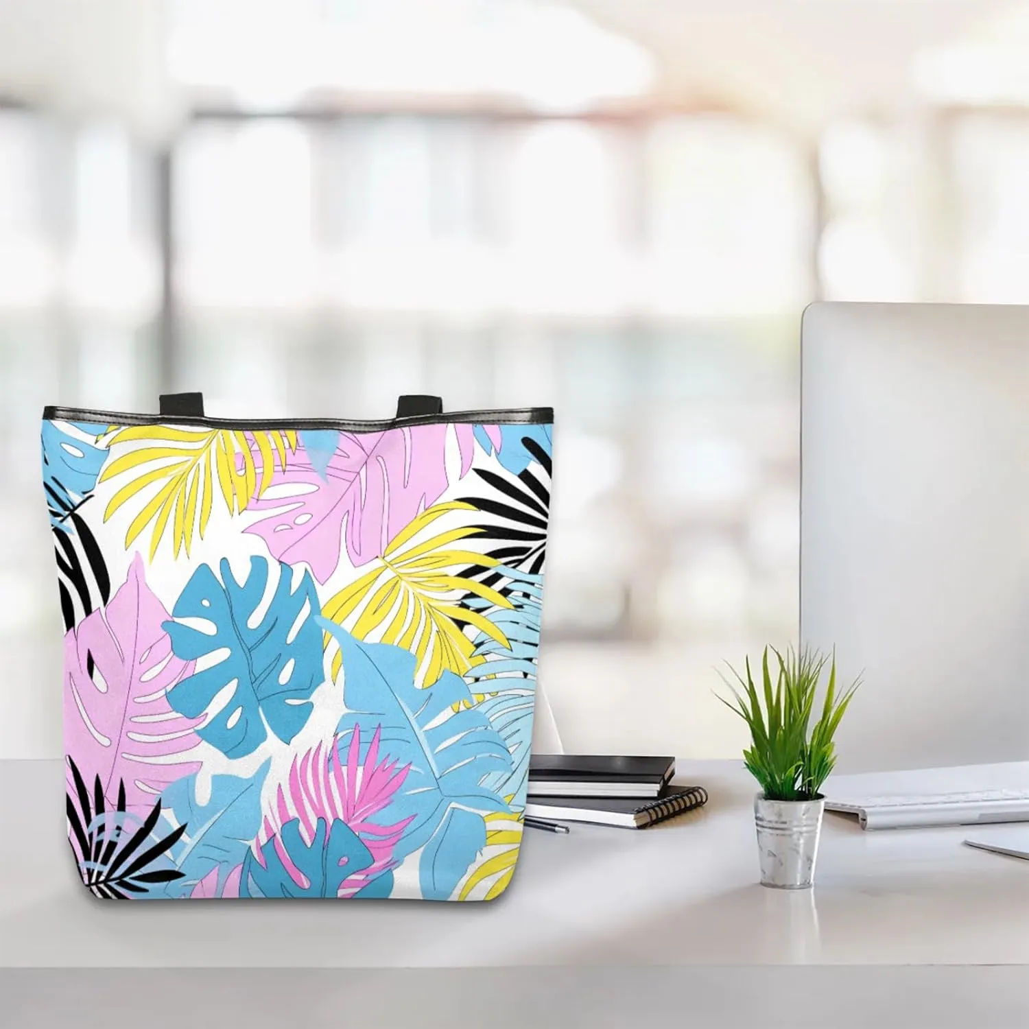 Tavisto Spacious Canvas Tote Bag for Women, Zippered Shoulder Bag with Inner Pocket Perfect for Beach, Books, Shopping