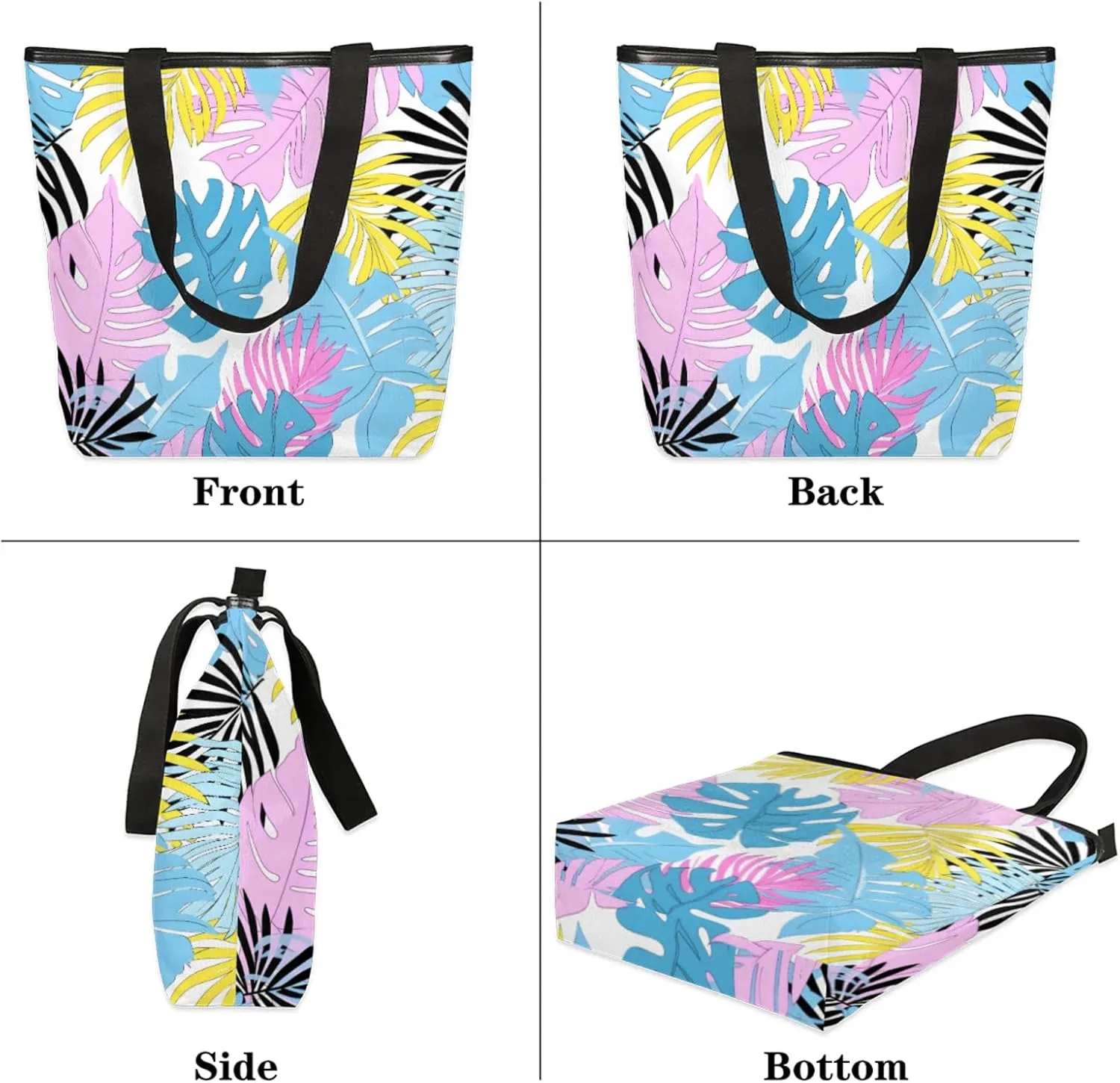Tavisto Spacious Canvas Tote Bag for Women, Zippered Shoulder Bag with Inner Pocket Perfect for Beach, Books, Shopping