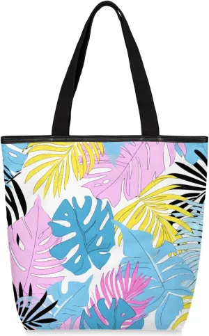 Tavisto Spacious Canvas Tote Bag for Women, Zippered Shoulder Bag with Inner Pocket Perfect for Beach, Books, Shopping