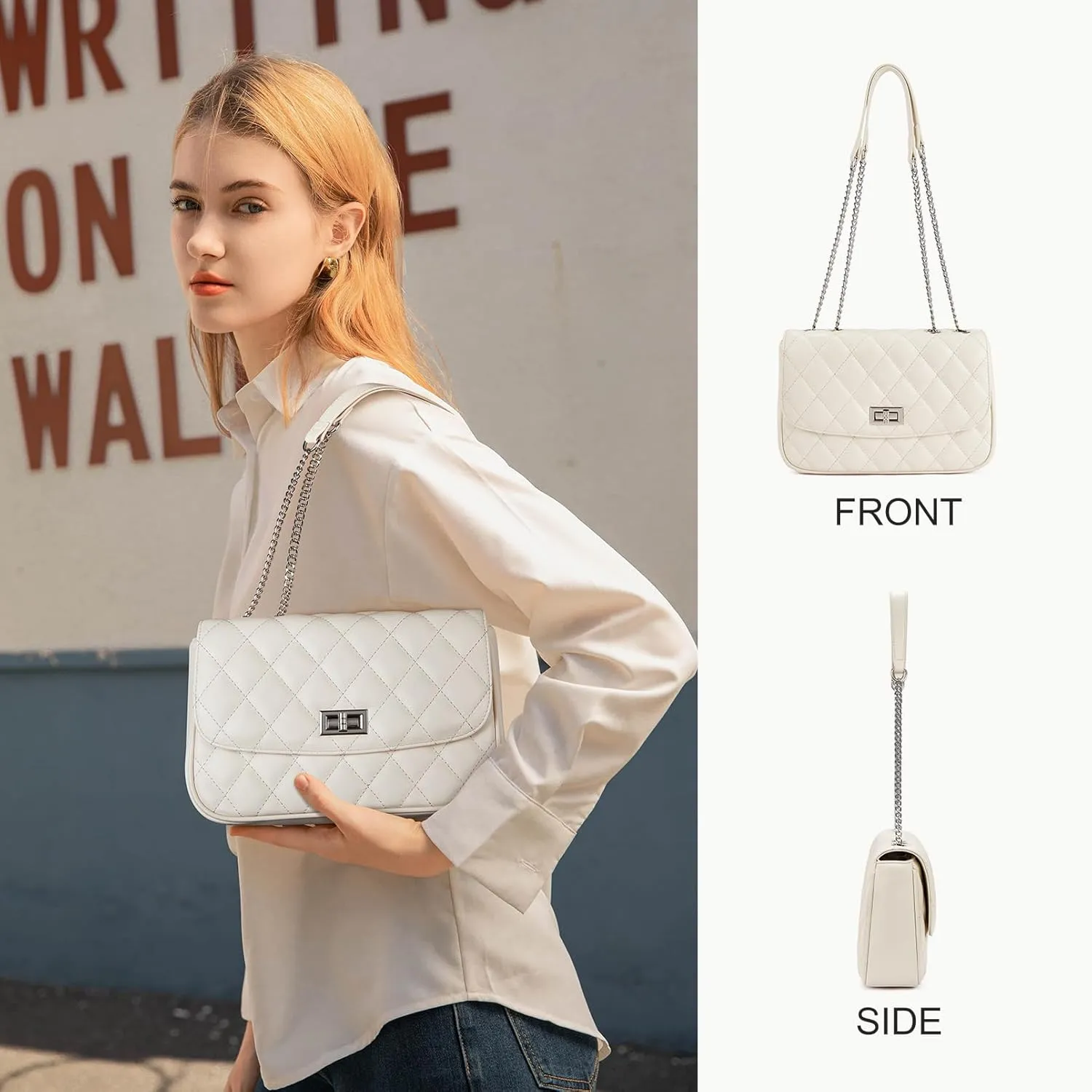 Telena Shoulder Bag for Women Vegan Leather Women's Shoulder Purses Handbags with 2 Removable Strap Crossbody Bag Purses