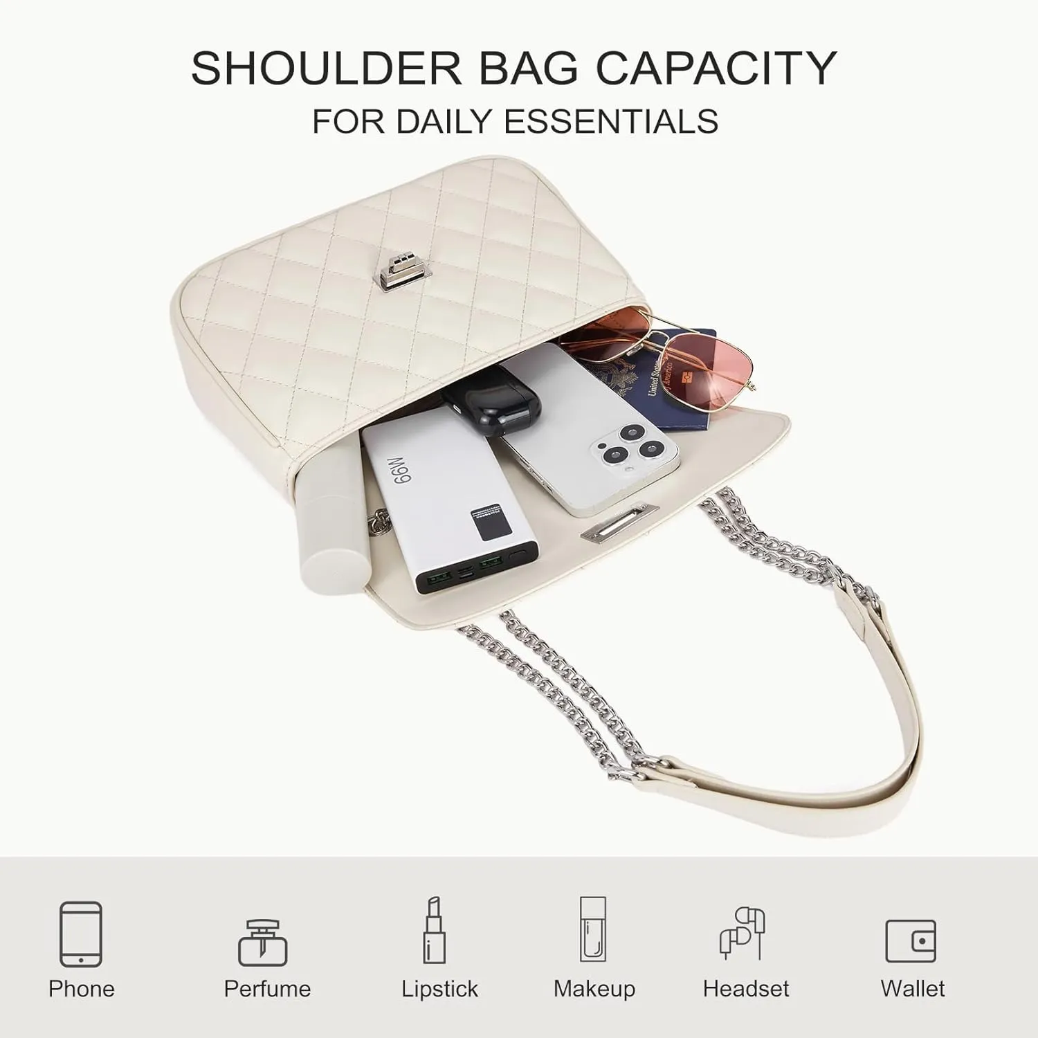 Telena Shoulder Bag for Women Vegan Leather Women's Shoulder Purses Handbags with 2 Removable Strap Crossbody Bag Purses