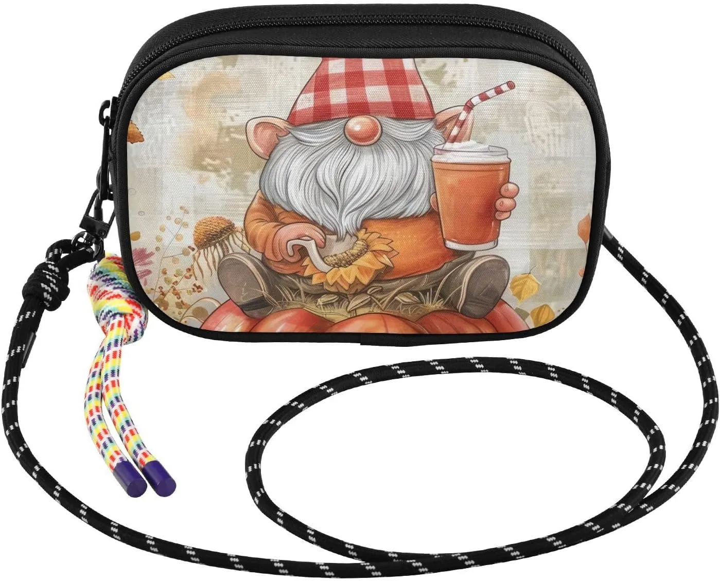 Thanksgiving Gnome Pumpkin Autumn Crossbody Bag for Women Cell Phone Purses Women's Small Shoulder Handbags Wallet Purse with Strap